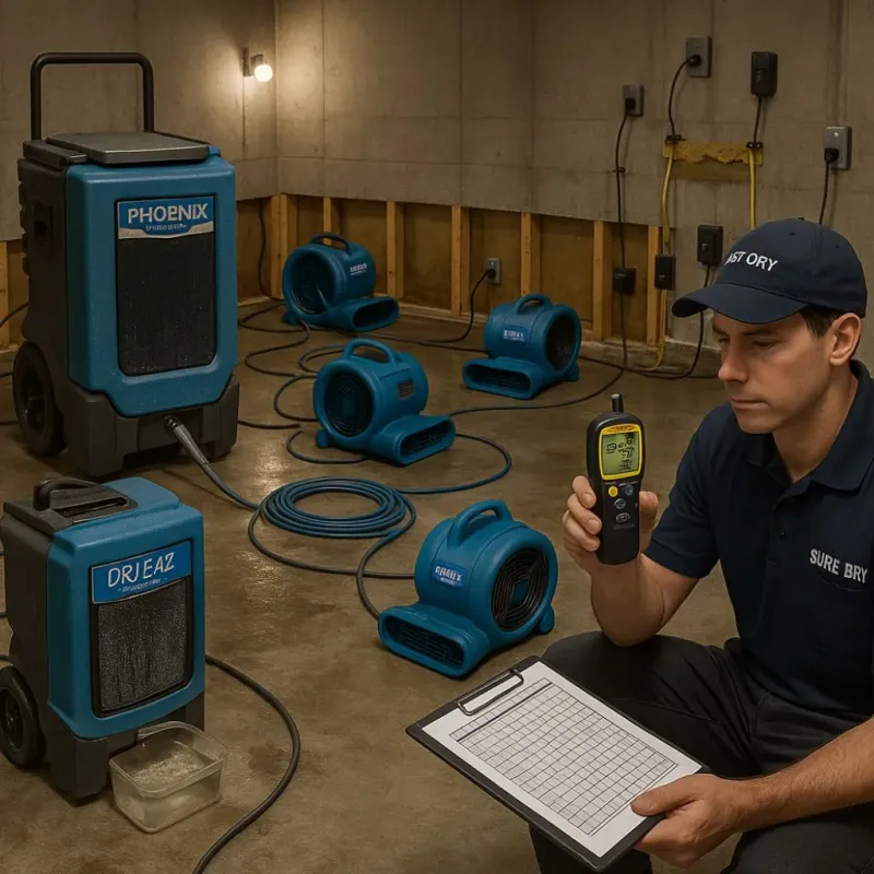 Structural Drying and Dehumidification process in Franklinville, NC